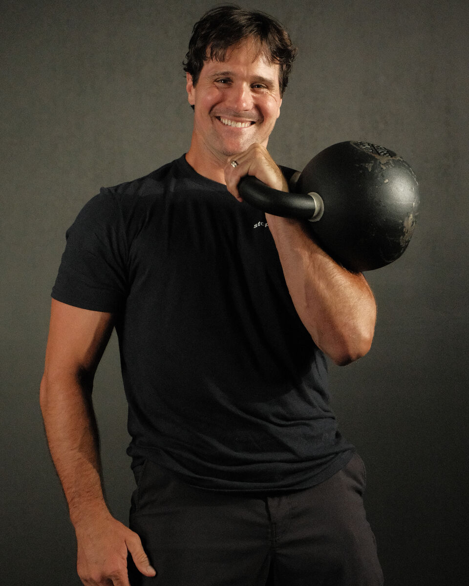 Tom Swales training with kettlebell